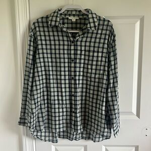 Treasure & Bond Plaid Button Down Blouse Size Medium